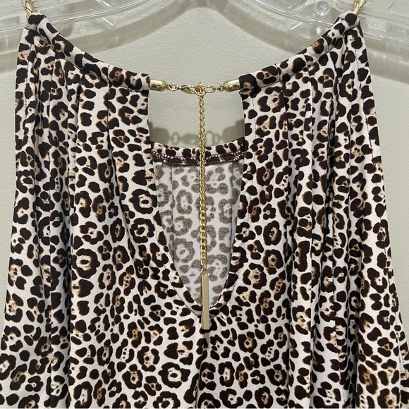 michael michael kors leopard print cold shoulder top size large - Picture 4 of 7